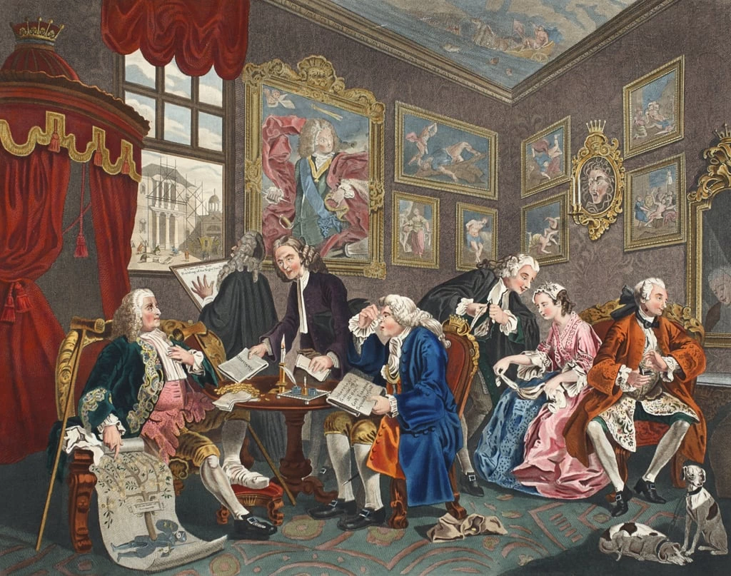Matrimonio alla moda, tavola I, The Marriage Settlement - illustrazione